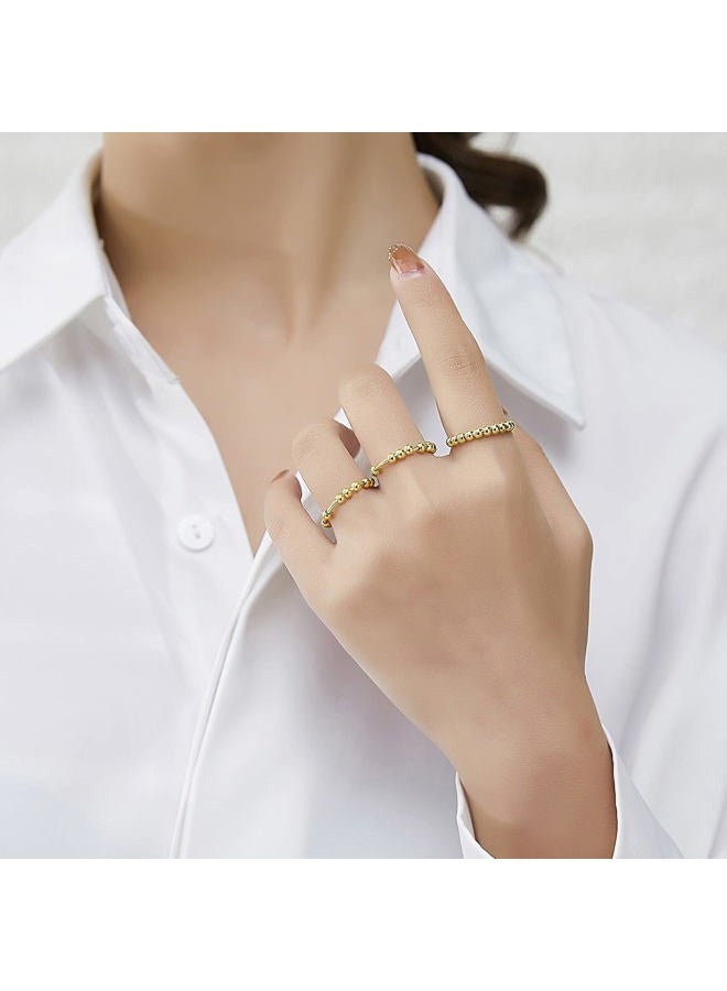 SERYNOW Gold Silver Fidget Ring Anxiety Rings for Women, Anxiety Relief Rings Size 5-10 Beads Fidget Spinner Anxiety Ring for Men, 10, Stainless Steel, no have - Image 2