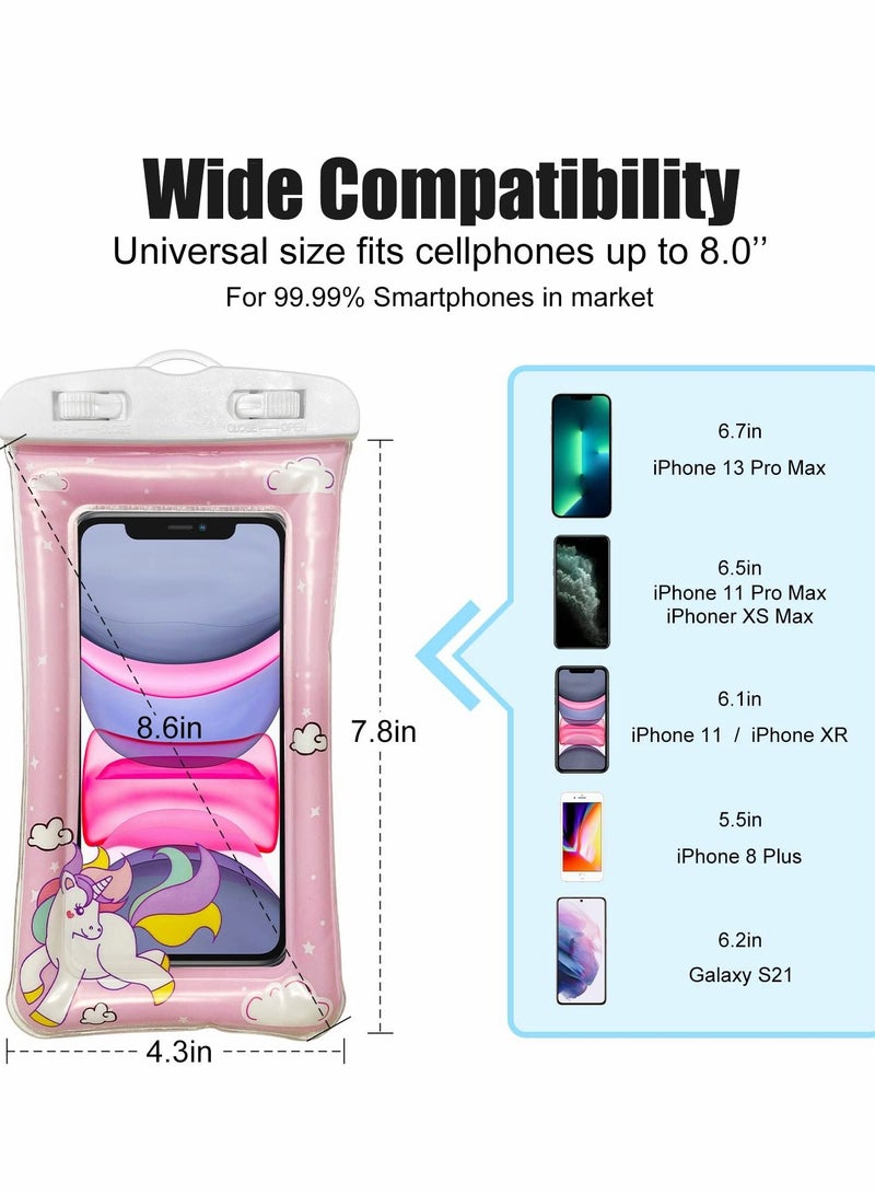 SYOSI Waterproof Phone Pouch, Case Cartoon Universal, Underwater Cellphone Dry Bag Compatible with iPhone 13 12 11 Pro XS Max XR X 8 7 6S Samsung Galaxy s10 S22 S21 S20 Up to 7.8 inch - Image 5