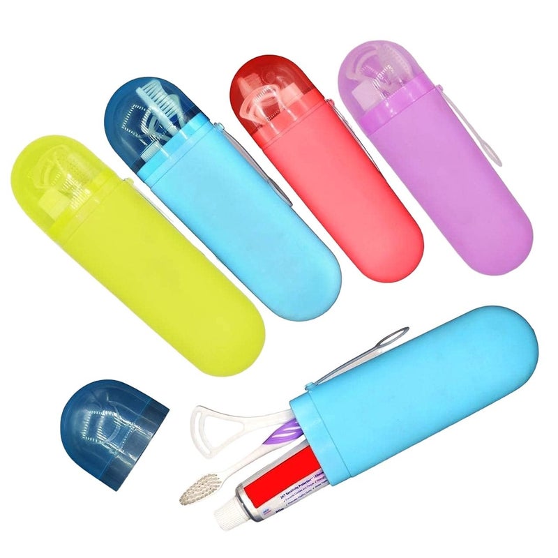 EAGEAN Travel Tooth Brush Cap, Caps, Cover, Covers, Case, Holder, Cases, Travel, Home use Plastic Toothbrush Holder (Multicolor) Pack of 2 - Image 1