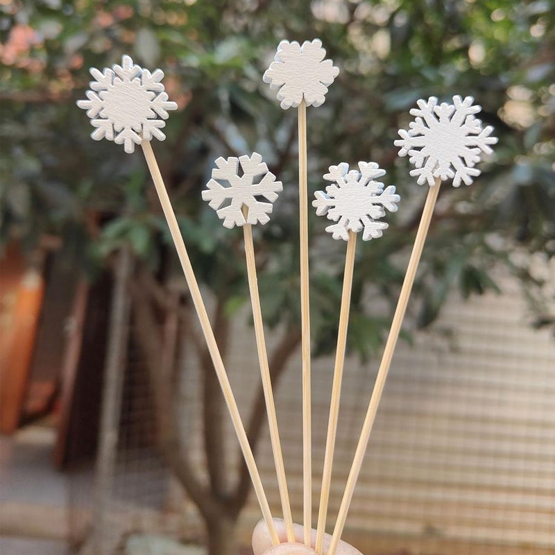 50pcs Christmas fruit sticks, disposable bamboo sticks, snowflakes, Christmas trees, reindeer, Santa Claus, snowmen - Image 5