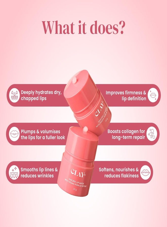 ClayCo Sakura Lip Mask with PDRN & Peptide | Deep Hydration & Lip Barrier Repair | Plumping, Line-Smoothing | With Ceramide & Hyaluronic Acid | 10g - Image 2