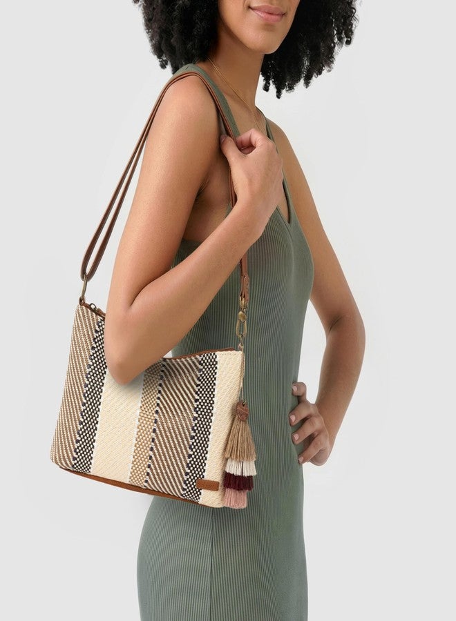 Sakroots Lumi Convertible Crossbody Purse - Women's 3-in-1 Handbag for Everyday & Travel -Small Clutch Bag With Zipper - Tobacco Batik Woven - Image 2