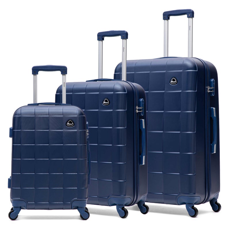 SENATOR Hard Case Travel Bag Trolley Luggage Set of 3 ABS Lightweight Suitcase with 4 Spinner Wheels, A207, Navy Blue - Image 1