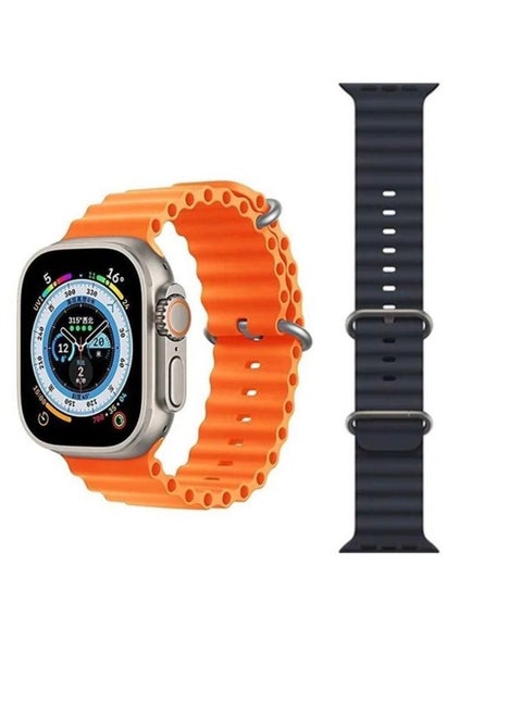 Haino Teko Germany T91 Ultra Max HD Full Screen Display Smart Watch 49mm with Digital Tally Counter and Black and Orange Color Strap for Men's and Boys