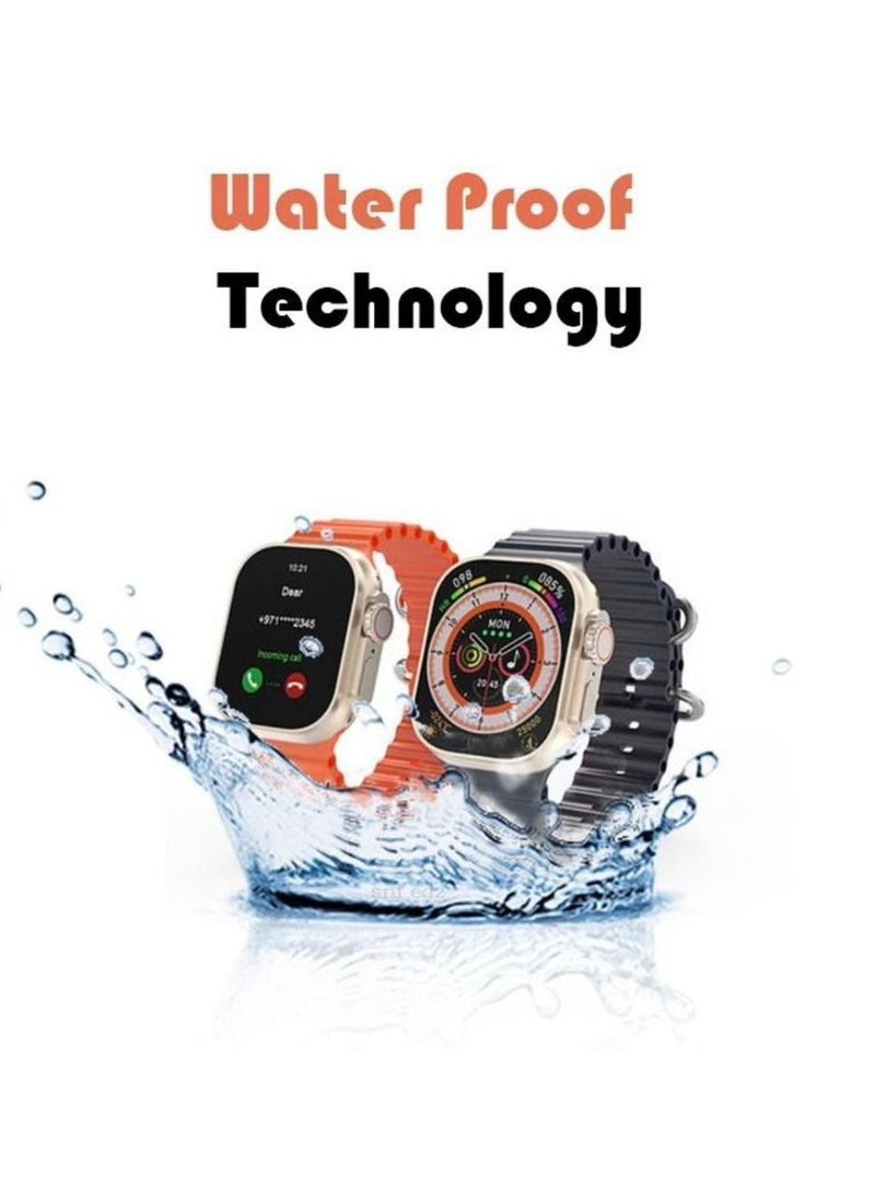 Haino Teko Germany T91 Ultra Max HD Full Screen Display Smart Watch 49mm with Digital Tally Counter and Black and Orange Color Strap for Men's and Boys