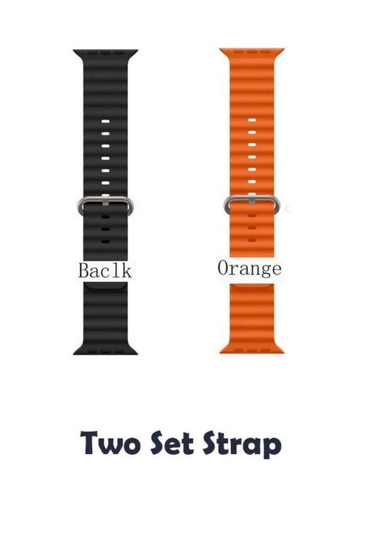 Haino Teko Germany T91 Ultra Max HD Full Screen Display Smart Watch 49mm with Digital Tally Counter and Black and Orange Color Strap for Men's and Boys