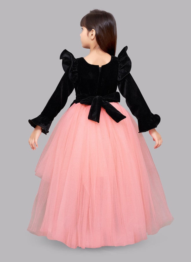 PinkChick Black Velvet Maxi Dress For Girls - Image 5