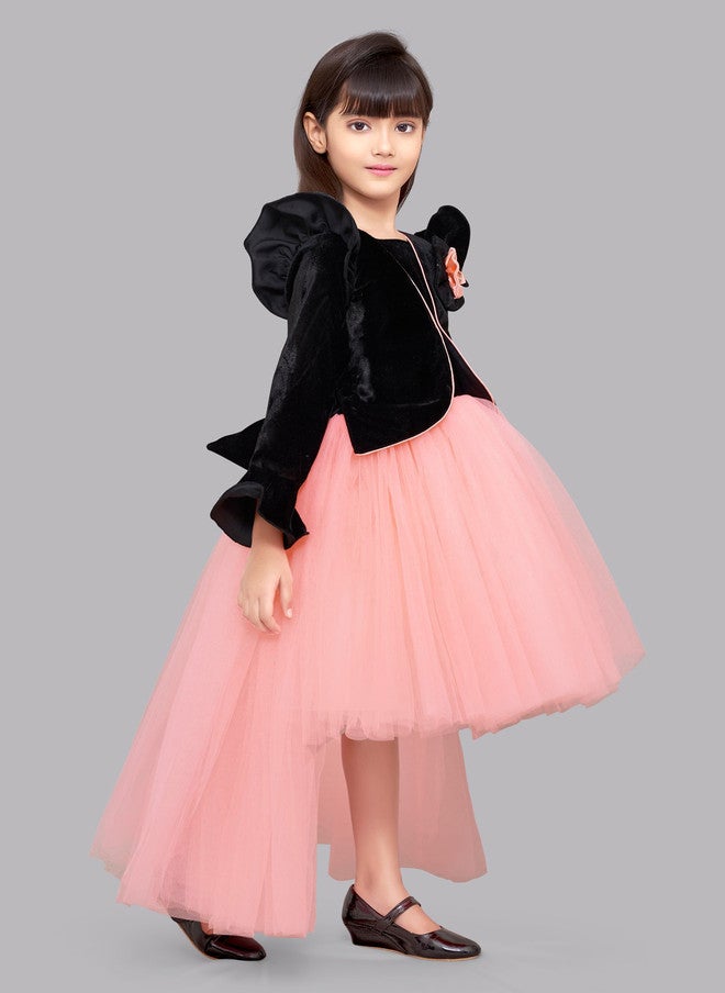 PinkChick Black Velvet Maxi Dress For Girls - Image 3