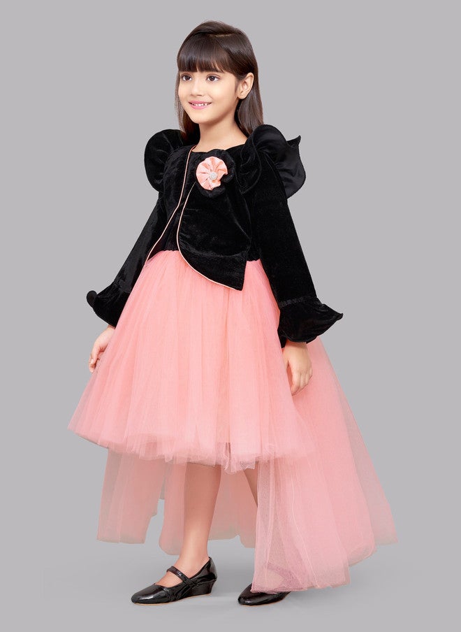PinkChick Black Velvet Maxi Dress For Girls - Image 4