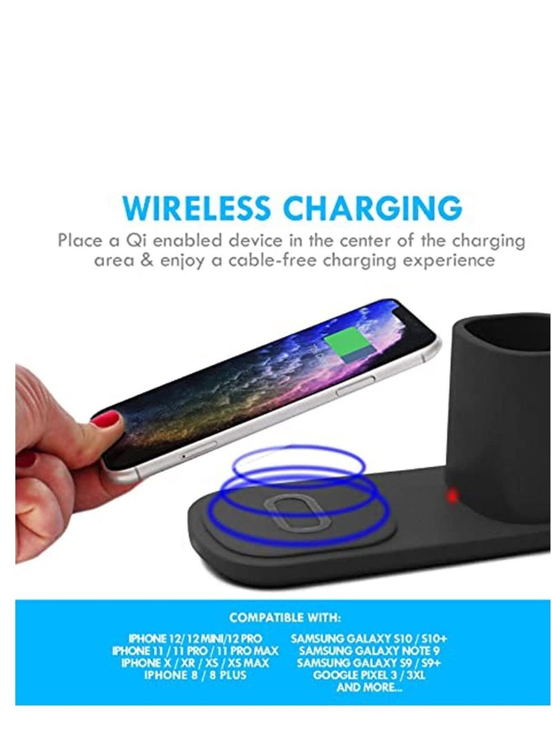 Captaintech LED Desk Lamp with Wireless Charger Adjustable USB Powered Reading Light Dimmable Eye Caring Desktop Lamp with Organizer 3 Brightness Levels Black Desk Light for Home, Office, Bedroom - Image 2