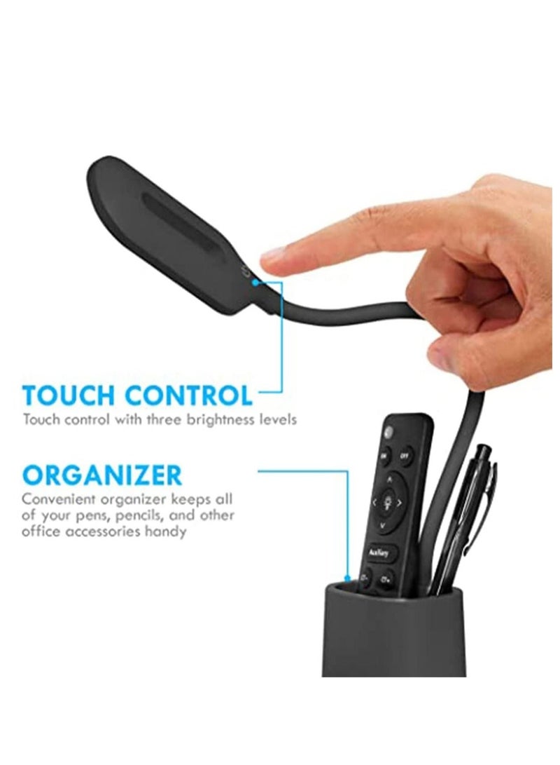 Captaintech LED Desk Lamp with Wireless Charger Adjustable USB Powered Reading Light Dimmable Eye Caring Desktop Lamp with Organizer 3 Brightness Levels Black Desk Light for Home, Office, Bedroom - Image 4