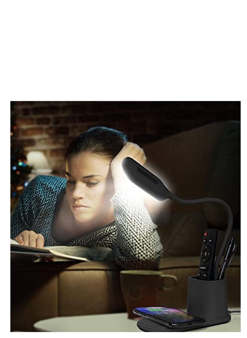 Captaintech LED Desk Lamp with Wireless Charger Adjustable USB Powered Reading Light Dimmable Eye Caring Desktop Lamp with Organizer 3 Brightness Levels Black Desk Light for Home, Office, Bedroom - Image 5