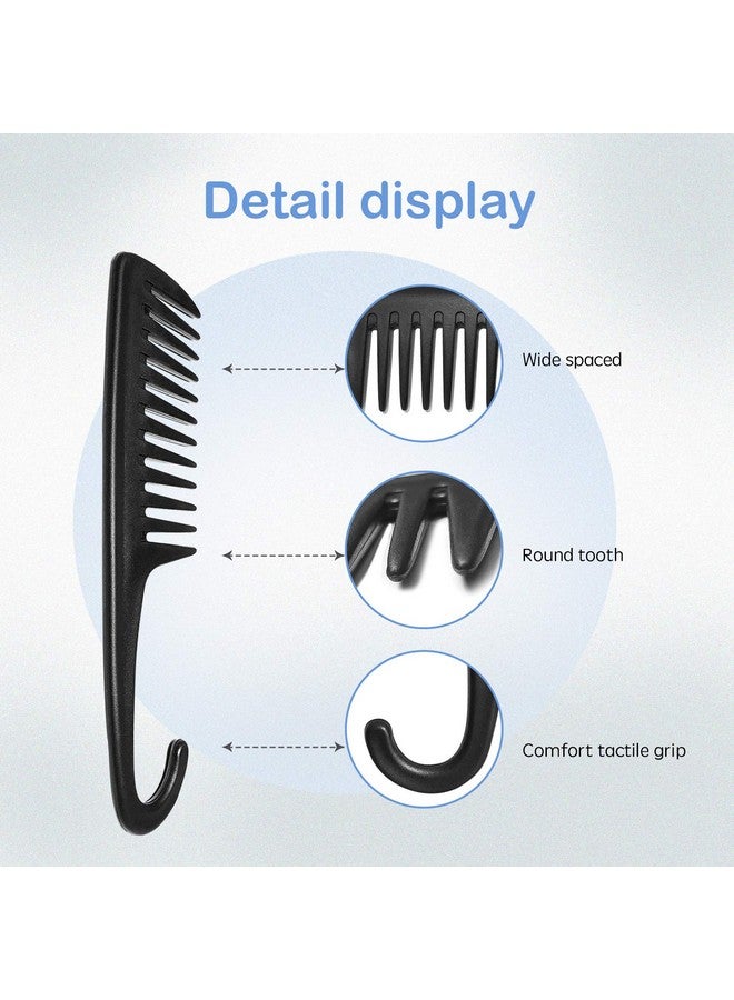 Wapodeai Wide Tooth Comb Shower Comb With Hook, Good for Curly Hair Wet Dry, Premium Tangle Free Combs Black. - Image 4