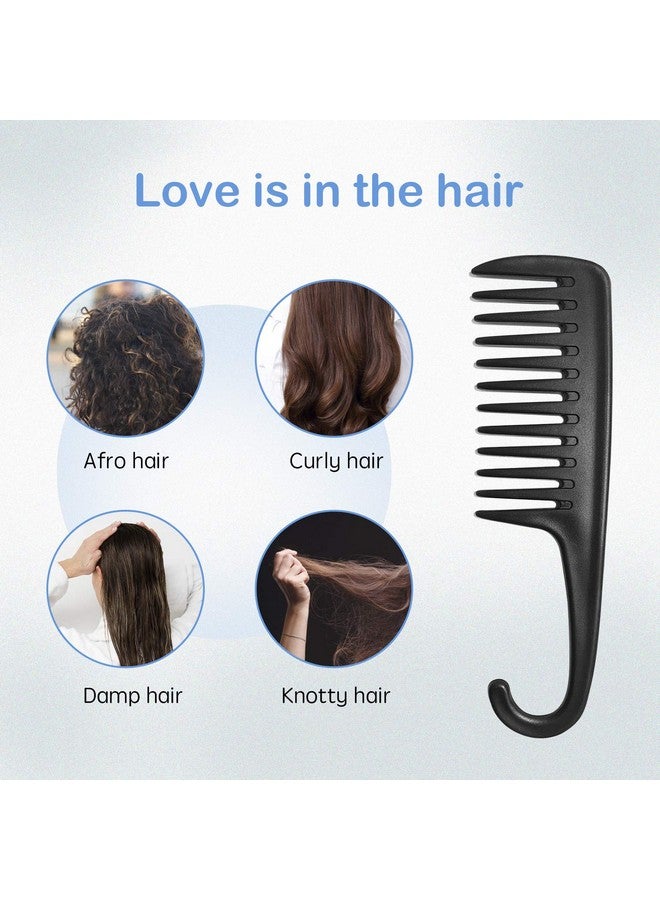Wapodeai Wide Tooth Comb Shower Comb With Hook, Good for Curly Hair Wet Dry, Premium Tangle Free Combs Black. - Image 2