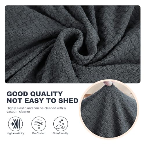 JIVINER 3 Pieces Couch Covers for 2 Cushion Couch Stretch Sofa Cover with 2 Extra Large Seat Cushion Covers Thick Fitted Loveseat Sofa Slipcovers for Living Room (XL Loveseat, Dark Gray) - Image 5