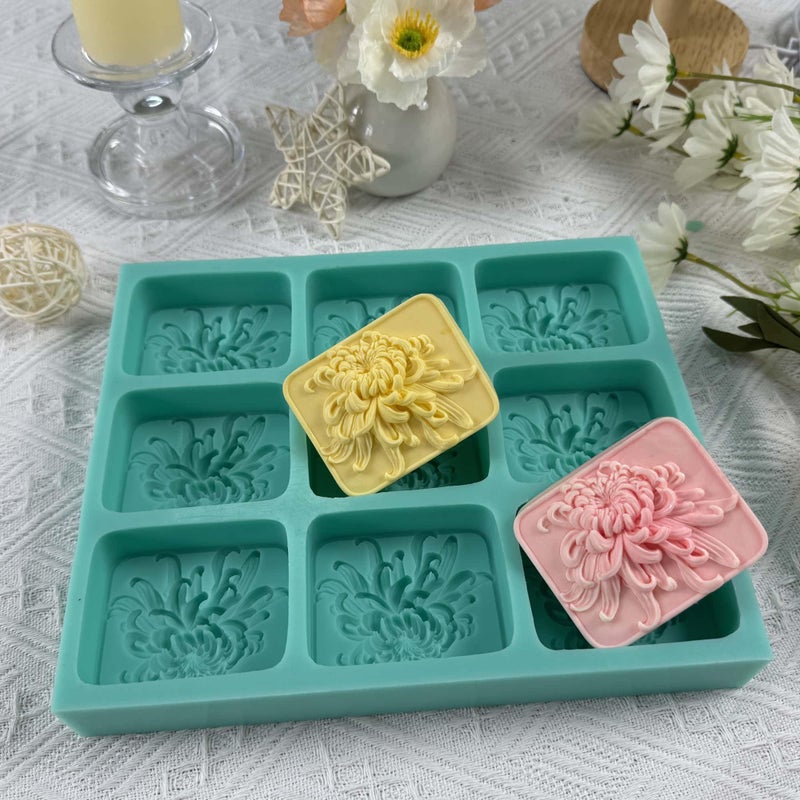 Great Mold 9 Cavities Daisy Flower Silicone Mold Tray for Natural Soap Making,Flower Soap Molds Candle Wax Molds,Handmade Soap Mould - Image 4