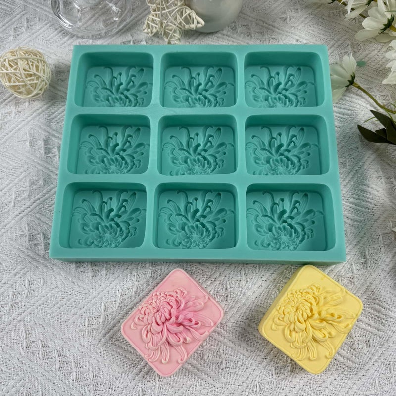 Great Mold 9 Cavities Daisy Flower Silicone Mold Tray for Natural Soap Making,Flower Soap Molds Candle Wax Molds,Handmade Soap Mould - Image 2