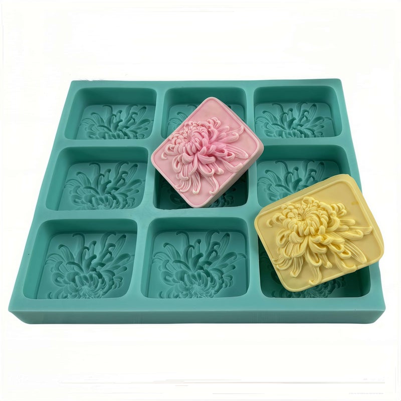 Great Mold 9 Cavities Daisy Flower Silicone Mold Tray for Natural Soap Making,Flower Soap Molds Candle Wax Molds,Handmade Soap Mould - Image 1