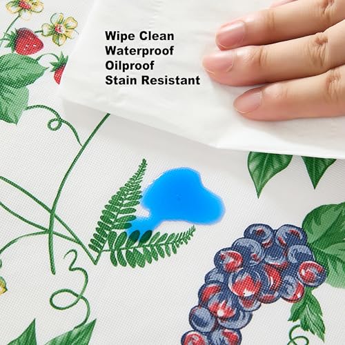 Lintex English Berry Garden Heavy 4 Gauge Vinyl Flannel Backed Tablecloth, Strawberry Garden Floral Indoor/Outdoor Wipe Clean Picnic, Kitchen, Dining Room Tablecloth - 52" x 52" Square - Image 5