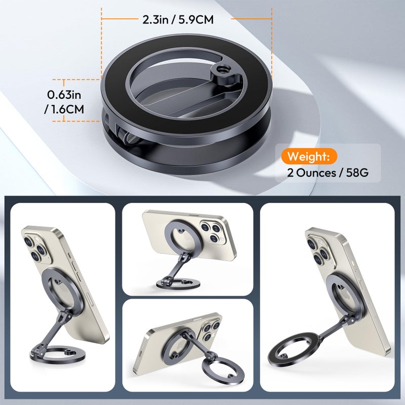 Itramax Magnetic Phone Holder for Gym,Double Ring Magnetic Gym Phone Stand,360Â° Adjustable Cell-Phone Mount for iPhone 17 Air 16 15 14 13 12 Pro Max,Mag/Safe Case,Metal Surfaces,Alloy Base,Golf Cart - Image 2