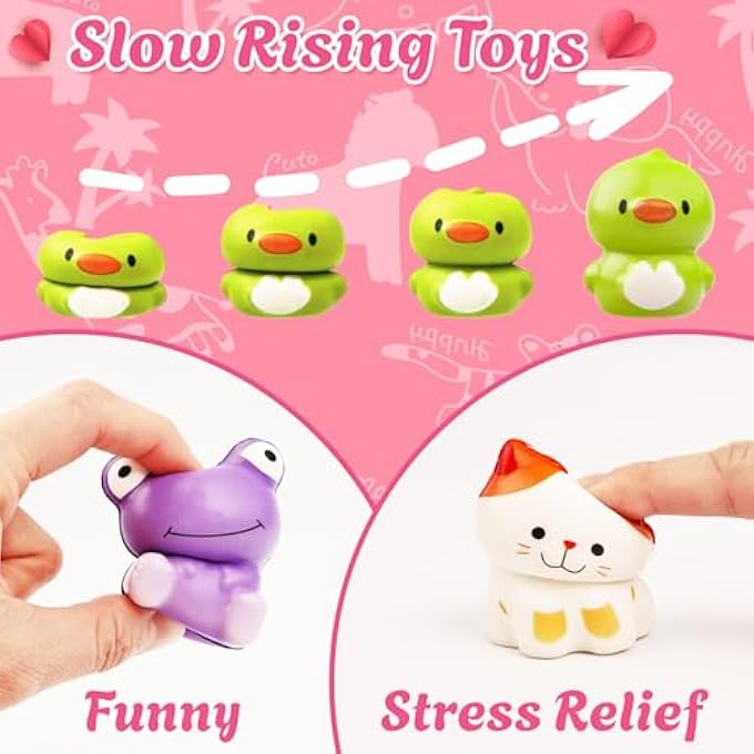 Adisher 24 Pack Valentines Day Gifts for Kids, Valentines Cards for Kids Classroom with Animal Squishy Toys Slow Rising Stress Relief Fidget Toys Valentines Exchange Gifts Classroom Valentines Party Favors - Image 3