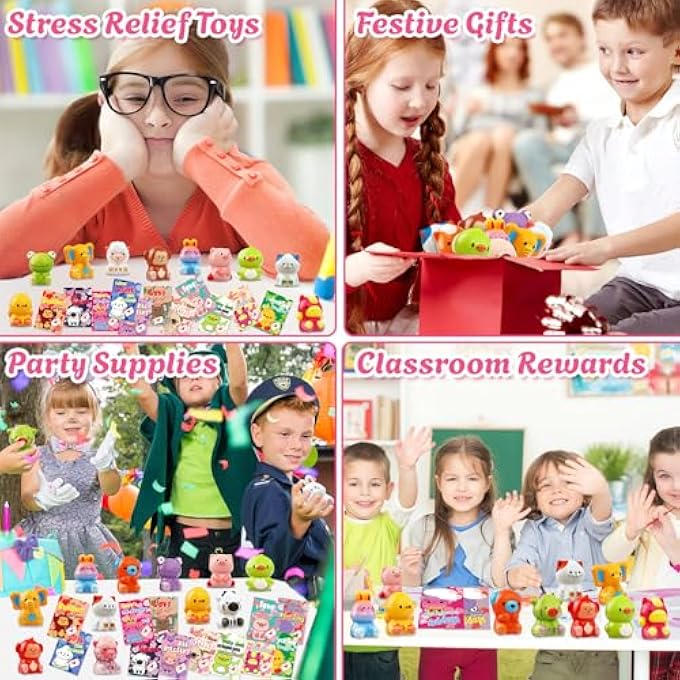 Adisher 24 Pack Valentines Day Gifts for Kids, Valentines Cards for Kids Classroom with Animal Squishy Toys Slow Rising Stress Relief Fidget Toys Valentines Exchange Gifts Classroom Valentines Party Favors - Image 5