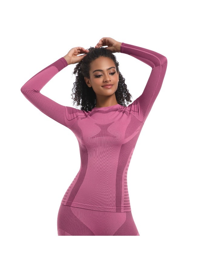 NIBEMINENT Yoga Shirts For Women Long Sleeve Skiwear Winter Fitness Running Gym Clothes Workout Dry Fit Breathable High Elastic Sports Top - Image 4