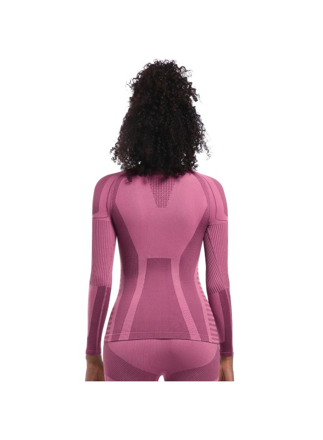 NIBEMINENT Yoga Shirts For Women Long Sleeve Skiwear Winter Fitness Running Gym Clothes Workout Dry Fit Breathable High Elastic Sports Top - Image 2