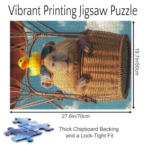 Tucocoo Sunglasses Animal Capybara Jigsaw Puzzles for Adults 1000 PiecesSky Hot Air Balloon Art Puzzles for Challenging Family Activity Games Colorful DIY Crafts Puzzle for Home Decoration Gifts - Image 5
