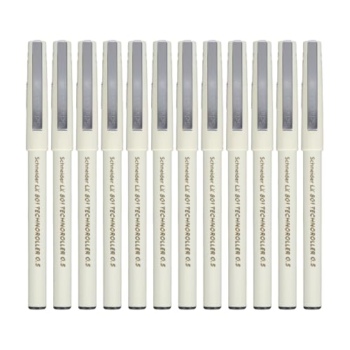 Luxor Schneider LX 801 Technoroller Roller Pen, 0.5 mm Needle Tip, 12 Units Pack, Ink Colour - Black, 100% Liquid Ink, German Technology - Image 2
