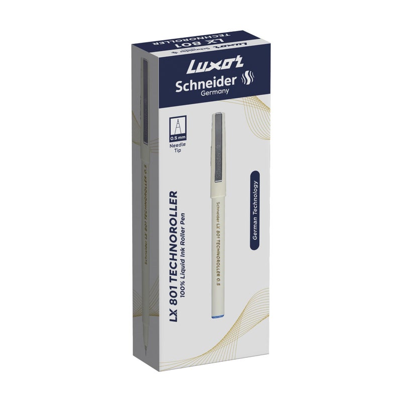 Luxor Schneider LX 801 Technoroller Roller Pen, 0.5 mm Needle Tip, 12 Units Pack, Ink Colour - Black, 100% Liquid Ink, German Technology - Image 5