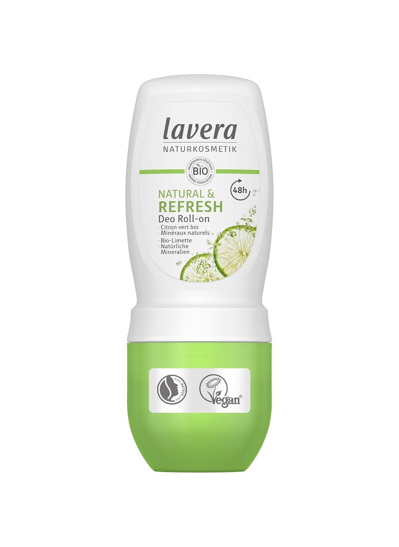 lavera lavera Deo Roll-On Natural & Refresh - Roll On Deodorant for 48h Protection - with Natural Minerals & Organic Lime - Aluminum Free - PETA Certified - Vegan - Made in Germany - 1.7 Fl Oz 