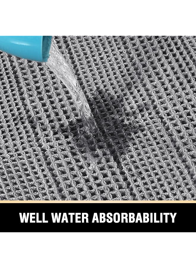 إيروريكس سجادات حمام فائقة الامتصاص غير قابلة للانزلاق مقاس 17 بوصة × 24 بوصة مع شرابات قابلة للغسل في الغسالة سجادات أرضية فائقة النعومة تجف بسرعة سجاد حمام بجوار حوض الاستحمام أرضية الحمام باللون الرمادي - Image 4