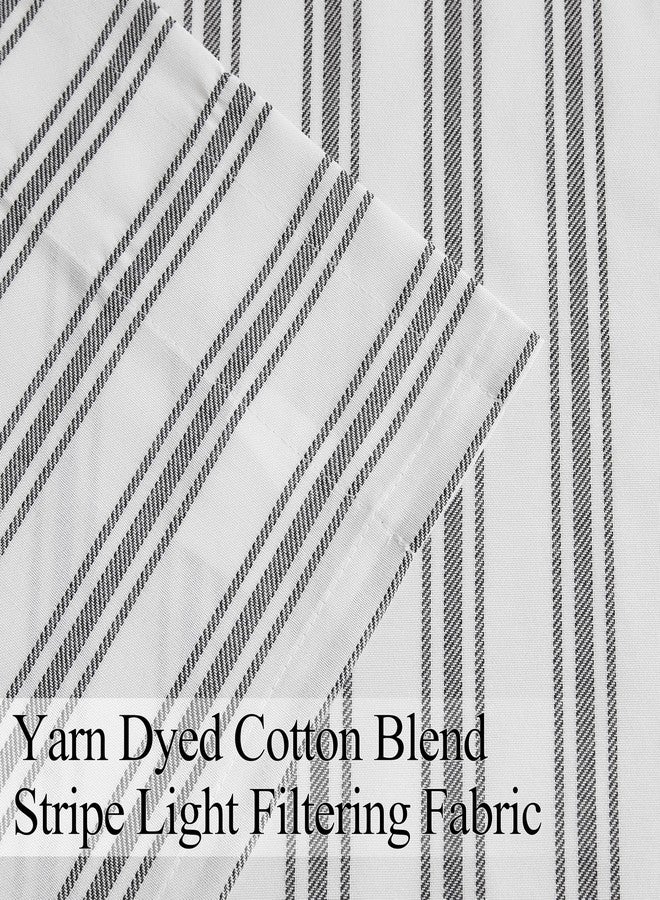 ZJDECOR Stripe Kitchen Window Valances,Black Stripes on White Cotton Blended Light Filtering Fabric,Farmhouse Window Treatment,Rod Pocket Top,55" Wx15 L(Pack of 1) - Image 3
