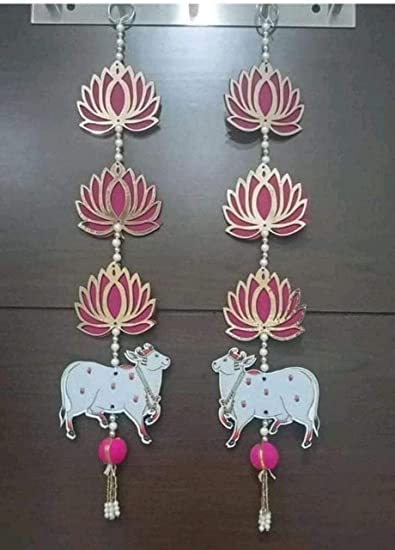 Nutts Handmade Wall Decor Lotus with Cow Style Lattu Hanging for Home DecorDiwali DecorWedding and All Festival Decor Pack of 2 - Image 1