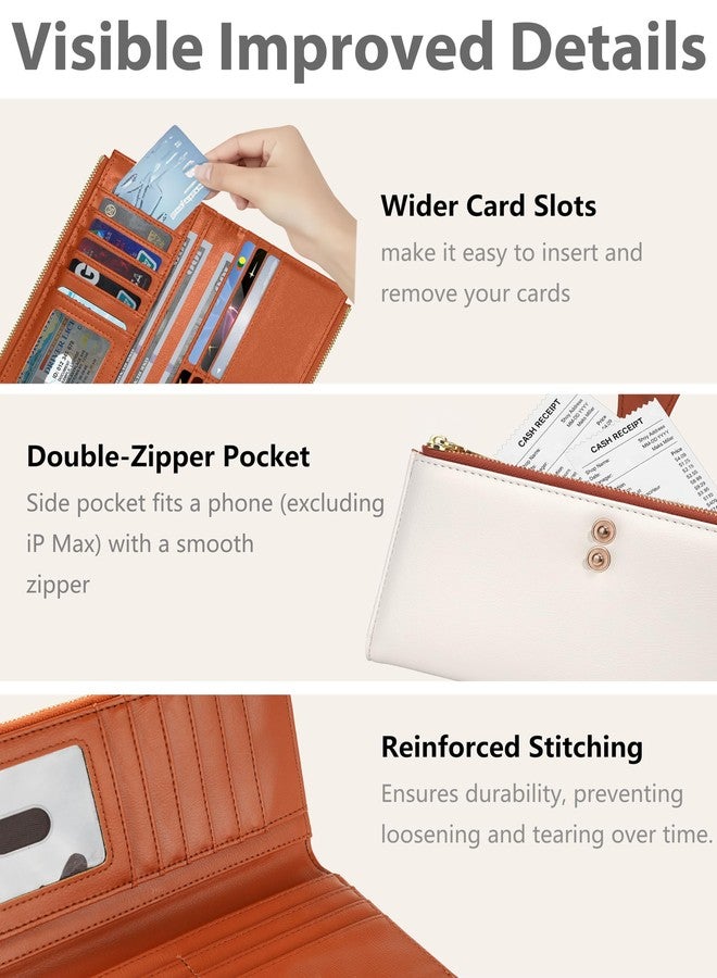 Sunpour Women’s Wallet,Thin RFID Blocking Leather Wallet for Women Credit Card Holder Travel Wallet with Zipper Pocket (Beige) - Image 5