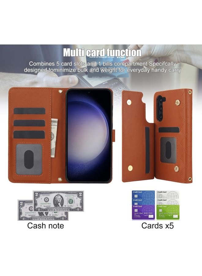 اس-توب جراب هاتف Samsung Galaxy S23 5G Crossbody متعدد الوظائف من الجلد المعين - Image 4