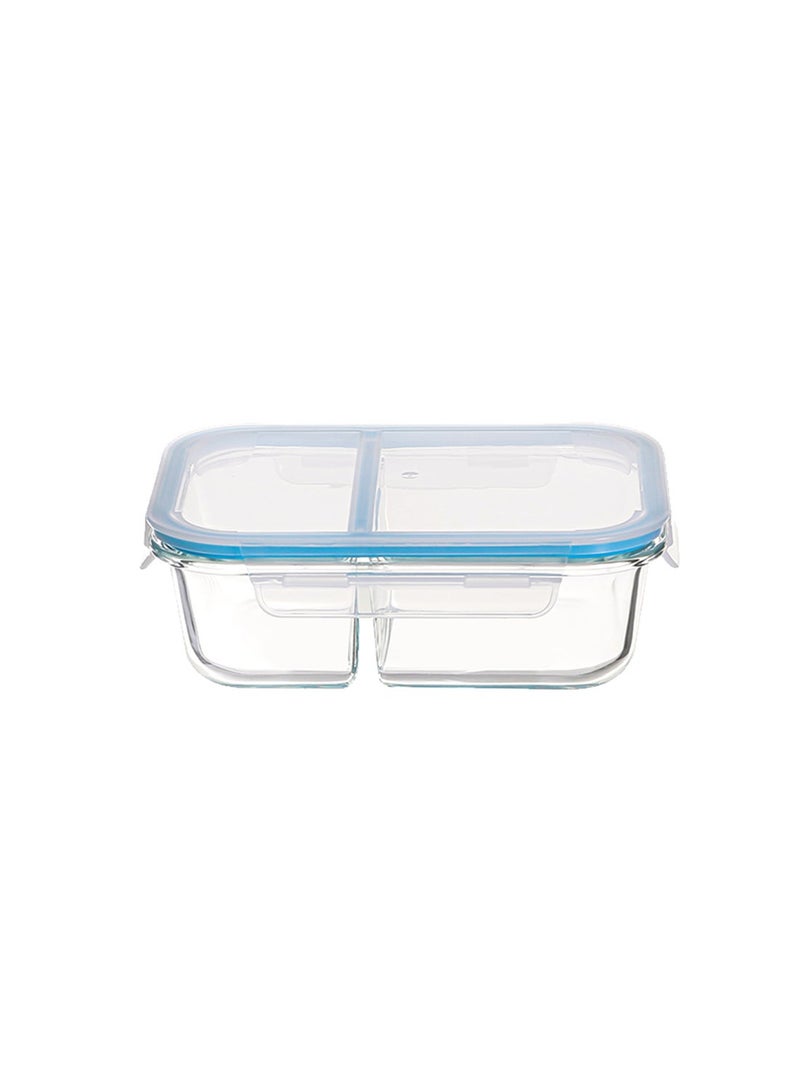 ايست من نون 3 عبوات من حاويات تخزين الطعام الزجاجية بوروسيليكات مع 2 قسم، حاويات زجاجية محكمة الإغلاق قابلة للتكديس لتحضير الوجبات للغداء وبقايا الطعام، خالية من BPA ومضادة للتسرب، للاستخدام في الميكروويف، الفرن، وغسالة الصحون، سعة 950 مل، باللون الأزرق - Image 2