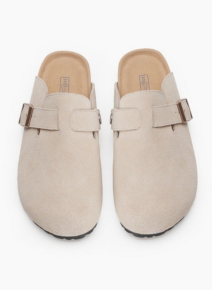 Loquat Suede Clogs Potato Shoes Cork Footbed Sandals Comfort Mules Slip On Slippers Pale Camel  - Image 2