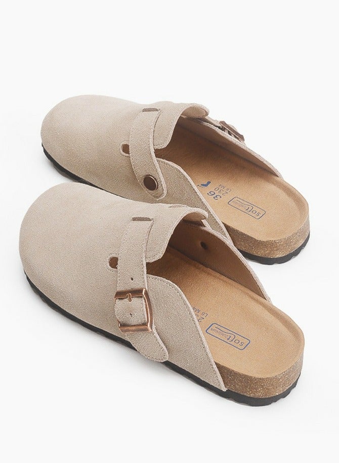 Loquat Suede Clogs Potato Shoes Cork Footbed Sandals Comfort Mules Slip On Slippers Pale Camel  - Image 3
