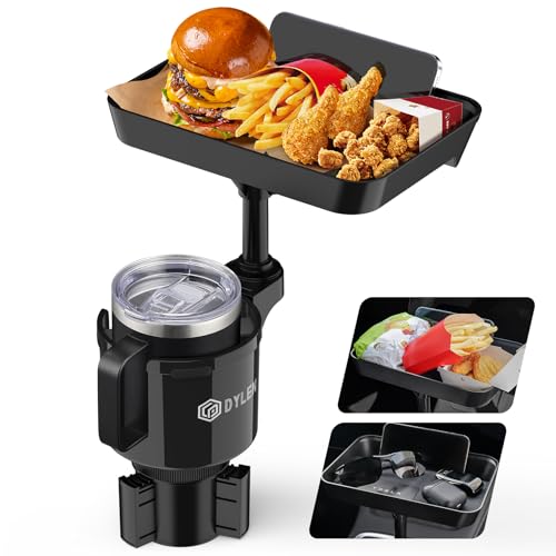 DYLEN Car Cup Holder Tray, Cup Holder Expander Adapter for Car, 9.5” Detachable Car Food Tray Table for Eating, Road Trip Essentials Fits Yeti, Hydro Flask 16-46 oz - Image 1