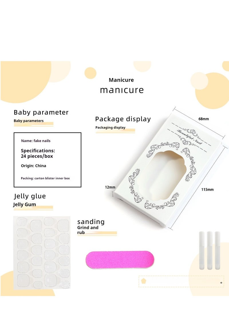 SYNSYB French Tip Press On Nails - Package Soft Gel French Fake Nails Short, Salon-quality Press On Nails, Seamless Glue-on Nails for Woman Nail Art Manicure  - Image 4