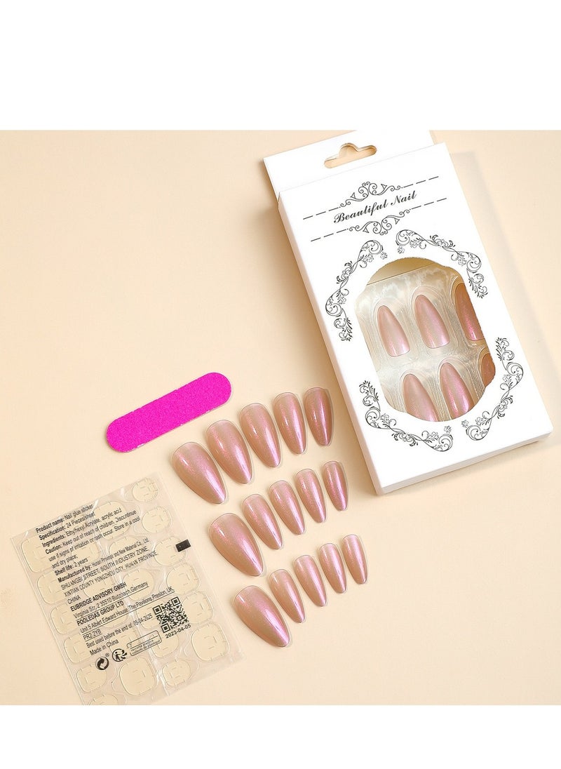 SYNSYB French Tip Press On Nails - Package Soft Gel French Fake Nails Short, Salon-quality Press On Nails, Seamless Glue-on Nails for Woman Nail Art Manicure  - Image 2