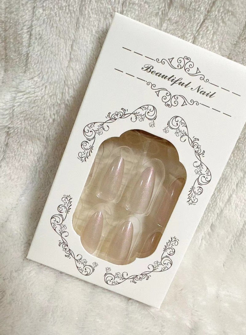 French Tip Press On Nails - Package Soft Gel French Fake Nails Short, Salon-quality Press On Nails, Seamless Glue-on Nails for Woman Nail Art Manicure