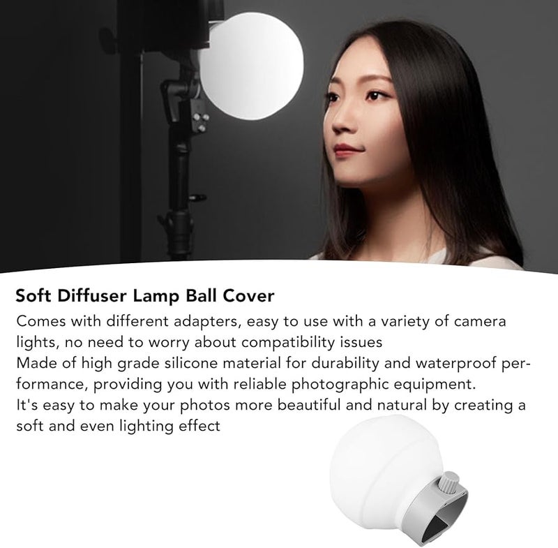 Silicone Flash Diffuser Ball Softbox Dome Kit with 2 Adapters for Photography Lights - Image 4