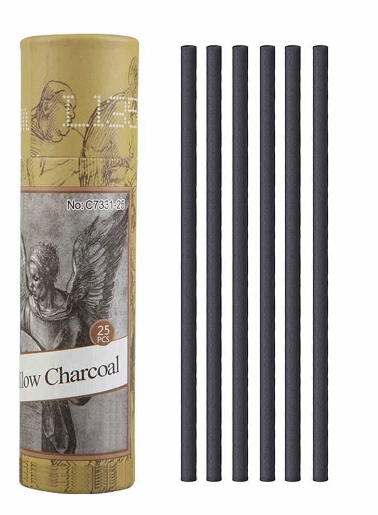 Artist Willow Charcoal Sticks for Sketching and Drawing Pencils Approx 25 Size 4 5mm Dia Compressed Art Supplies - Image 1