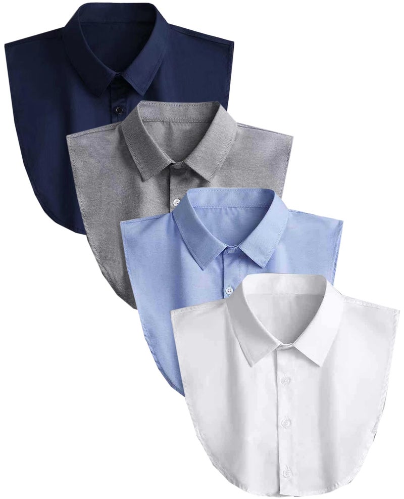 NIDMIDO 4 Packs Cotton Fake Collar Detachable Dickey Collar Blouse Half Shirts Faux False Collar for Women & Men Favors - Image 1