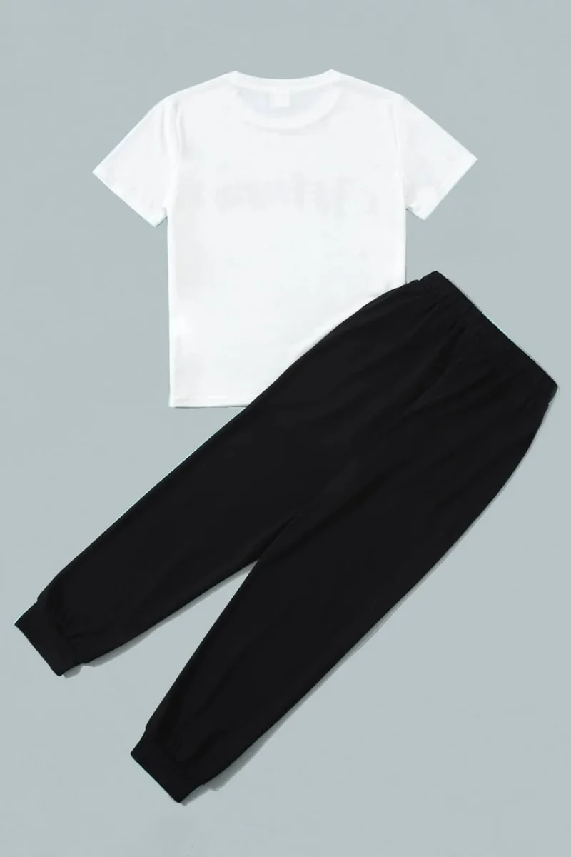 ONLYTRENDWEAR Kids Smile Emoji Bottom - Top Tracksuit Set 3-4 Years Old White