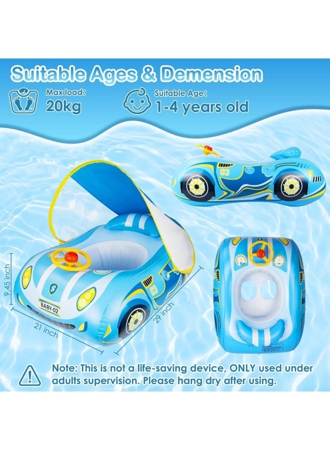 GGEROU Baby Swimming Pool Floats,Baby Pool Float with Canopy,PVC Infant Swim Floats,Child Kids Inflatable Pool Floats,Summer Swim Float,Floating Mattress Seat Swim Ring,Fun Beach Floaties - Image 2