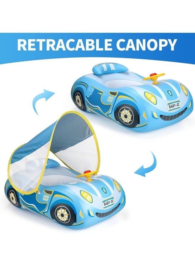 GGEROU Baby Swimming Pool Floats,Baby Pool Float with Canopy,PVC Infant Swim Floats,Child Kids Inflatable Pool Floats,Summer Swim Float,Floating Mattress Seat Swim Ring,Fun Beach Floaties - Image 3